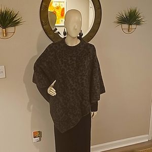 Chico's Feather Knit Jacquard Animal Print PONCHO